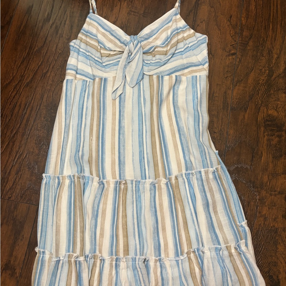 Lily Rose Textured Blue and Cream Dress